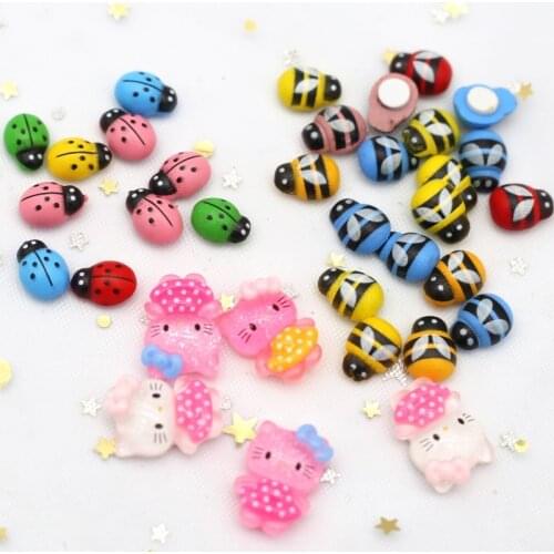 Mini Bee Ladybug Cat Wood Acrylic Adhesive Sticker Wall Wedding Party Decoration DIY Handicrafts Refrigerator Paste Child Gift