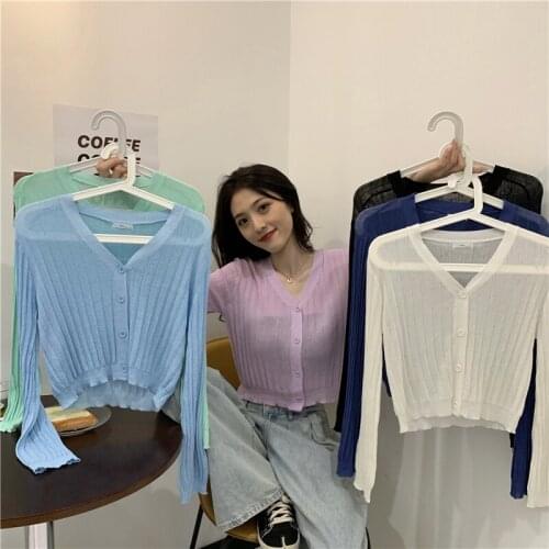 Fashion Summer Womens T-shirt 2021V-neck Short Loose Sun-proof Clothing with a Small Shawl Cardigan Jacket Womens Top