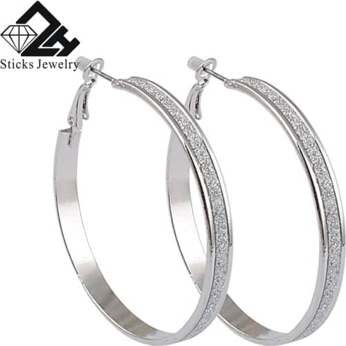 Hot Party Earrings Fashion Trendy Big Round Hoop Earrings Circle Elegant Simple Pierced Silvery Earring