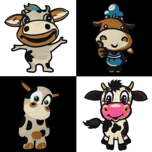 Embroidery lovely Dairy Cow Animal Patches For Clothing Sew On Sticker Patches Sewing Accessories Clothes Jeans Decoration