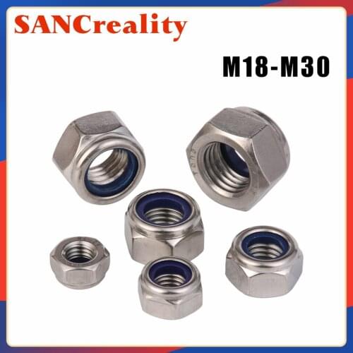 Nylon Lock Nut 304 Stainless Steel Hex Hexagon Locknut M2 M2.5 M3 M4 M5 M6 M8 M10 M12 M14 M16 M20 M24 Nylon Nut DIN985