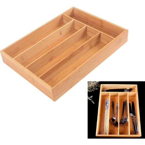 Kitchen Drawer Organizer Cutlery Tray 5 Compartments Wooden Utensil Silverware Holder Knives Spoons Forks Organizer My31 21
