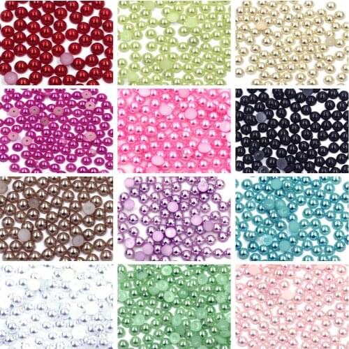 300Pcs 14 Styles Cameo Cabochon Imitation Pearl Beads Half Round Flatback Resin For Nail Art Craft Jewelry DIY Decoration 6mm