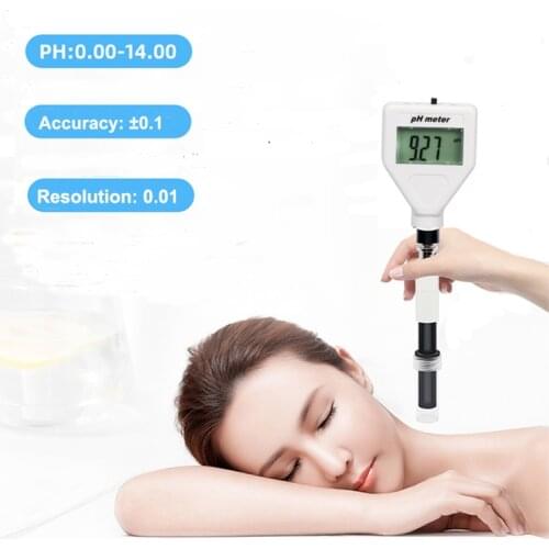 PH-98218 Portable New Skin Acidimeter PH Meter Digital PH Tester Pen Replaceable probe LCD Backlight Diaplay for Skin Fruit Meat