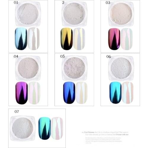 1g/Box Shell Effect Nail Glitter Powder Mirror Chrome Pigment Nail Powder Dust Laser Glitter Nail Art Decorations - 7 Colors P06