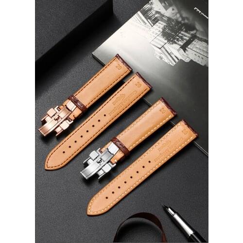 Watch band Crocodile Skin Leather Watch Band compatible for Longines Watch Strap Bands with Round Texture Wrist Straps