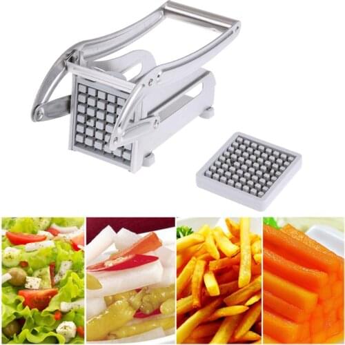 Stainless Steel French Fries Cutters Potato Chips Strip Cutting Machine Maker Slicer Chopper Dicer W/ 2 Blades Kitchen Gadgets
