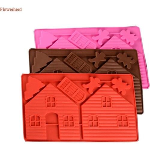 Christmas Gingerbread House Silicone Mold Chocolate Biscuit Mold Creative Cake Molds Sugar Craft Cake Decorating Tools