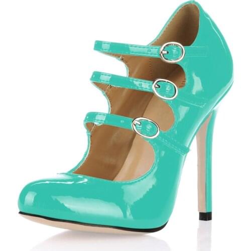 SDTRFT Stilettos zapatos Spring Autumn 12cm Thin heels ladies Pointed Toe shoes woman Buckle pumps sapato feminino Free shipping