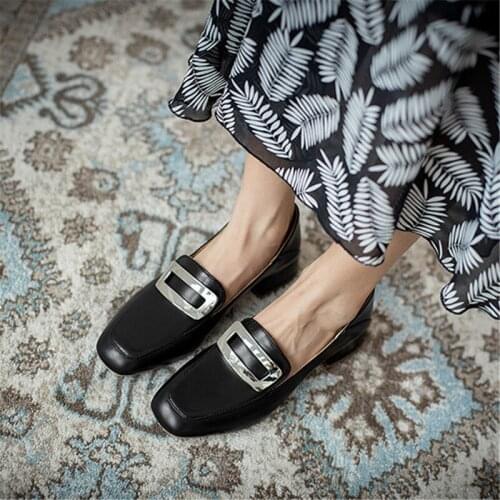 Autumn Women Soft Leather Shoes Low Heel Slip On Oxford Shoes For Women Comfortable Ladies Shoes Heel Large Size