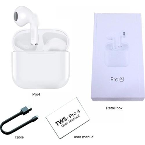 2021 NEW Pro 4 TWS Bluetooth Earphone Stereo Earbud Wireless Headphone With Microphone In-Ear Headsets For All Smart Phone