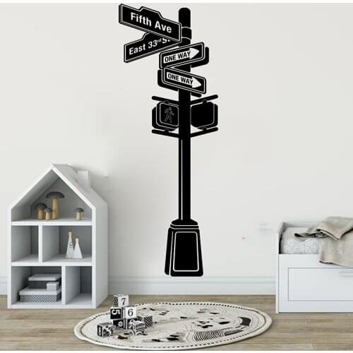 New York Street Sign Wall Sticker Kids Room Bedroom New York Traffic Sign USA Compass Wall Decal Classroom Vinyl Decor