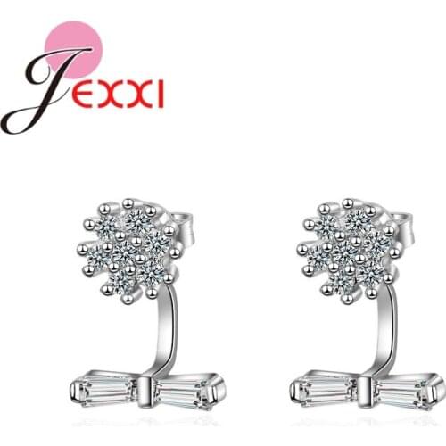 Unique Design New Trendy Bride Wedding Earrings 925 Sterling Silver Clear Cubic Zircon Luxury Engagement Women Girls Gift