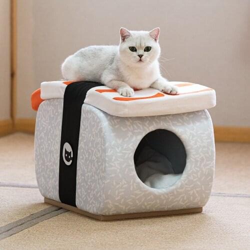 Four Seasons universal enclosed cat house soft and comfortable sushi cat stool cat supplies soft and glutinous taste