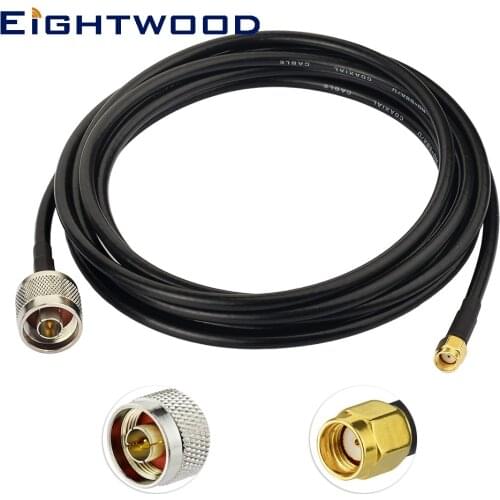 Eightwood RP-SMA Male to N Type Male Extension Cable Coax RG58 10 feet 305cm for Yagi WiFi Antenna Aerial Router
