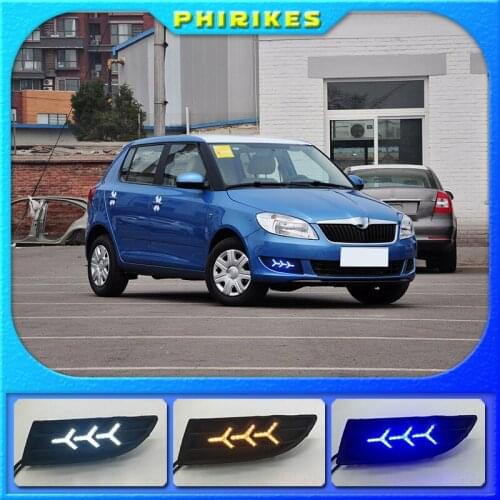 1 Pair For SKODA Fabia 2012 2013 2014 12V ABS LED DRL Daytime Running Lights Fog Lamp Cover Car- styling