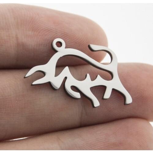 Bullfight small Charms Bull OX Pendants for bracelet Necklace Stainless steel mirror polish Diy pendant wholesale 10pcs