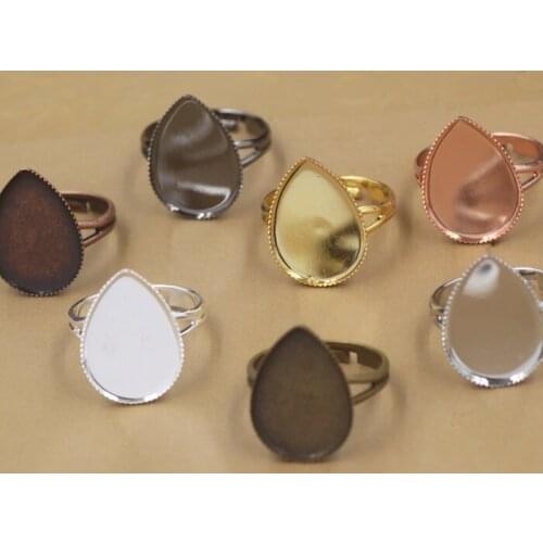 100pcs Cabochon 13*18mm, 18*25mm Tear drop Pad ring blank Cameo heart Tray, Bronze/Gold/Silver Ring setting jewelry Finding