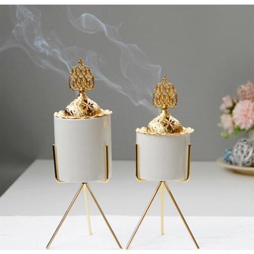 Arabic Incense Burner Metal Ceramic Incense Burner Arab Style Censer Home Office Decorative Ornament