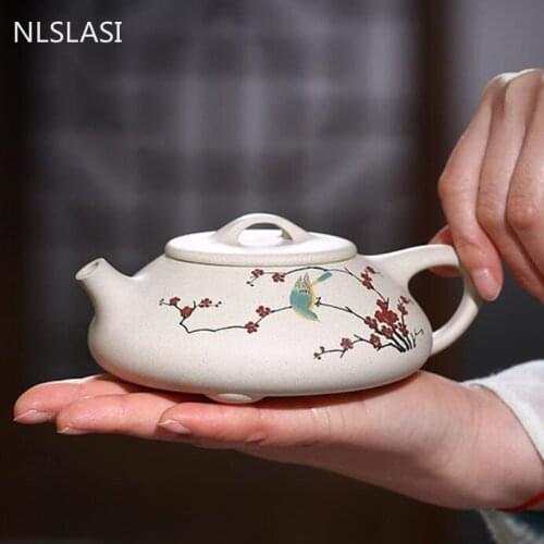 Authentic Yixing Handmade Tea Pot Purple Clay Stone Scoop Teapot Raw Ore Beauty Kettle Chinese Tea Ceremony Gift Drinkware 210ml