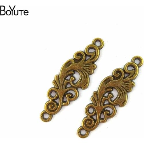 BoYuTe (60 Pieces/Lot) 35*11MM Vintage Connector Wholesale Antique Bronze Plated Metal Phoenix Bird Connectors for Jewelry