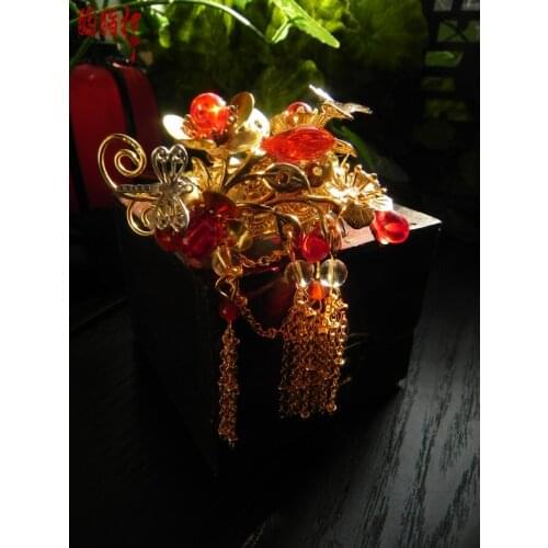 Colored glaze Plum Blossom classical hair stick with tassel vintage original handmade hair stick for princess or bride