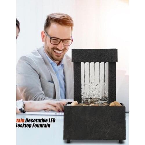 Indoor Fountain Decorative LED Lighting Desktop Fountain Waterfall Fountain With Stones For Home Decor Office Bonsai Ornaments