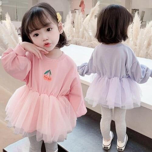 Spring girl baby clothes kids pullover Sweater tutu gauze dress for 1 2 3 4 5 6 years baby birthday girl clothing dresses dress