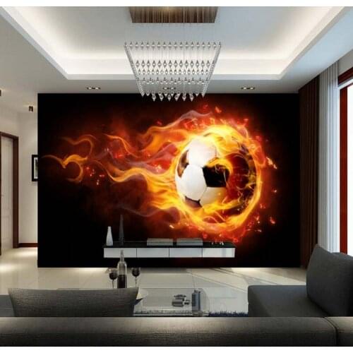 Photo wallpaper custom 3D mural wallpaper gym sport field hotel living room bedroom TV backdrop flaming football mural