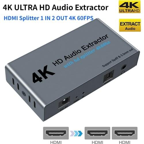 HDMI Switch with Audio Extractor Converter Analog Optical Toslink SPDIF Output Support 4K 3D 1080P for HDTV TV Box