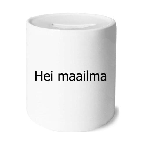 Hello World Finnish Money Box Saving Banks Ceramic Coin Case Kids Adults