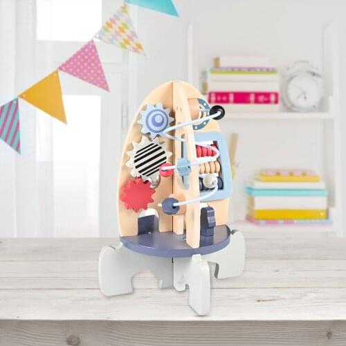 Montessori Toys Wooden Threading Beads Counting Gear Puzzle Rocket Shape Toy Sensory Educational Toy Gifts Boys Girls