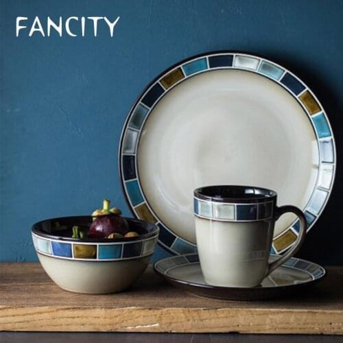 FANCITY Tom Peisen creative hand-painted tableware American lattice steak plate western salad plate flat plate beautiful