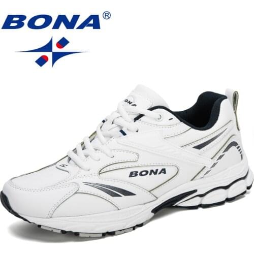 BONA 2020 Men New Designers Popular Cow Split Running Shoes Men Breathable Adult Male Shoes Trends Comfortable Outdoor Footwear