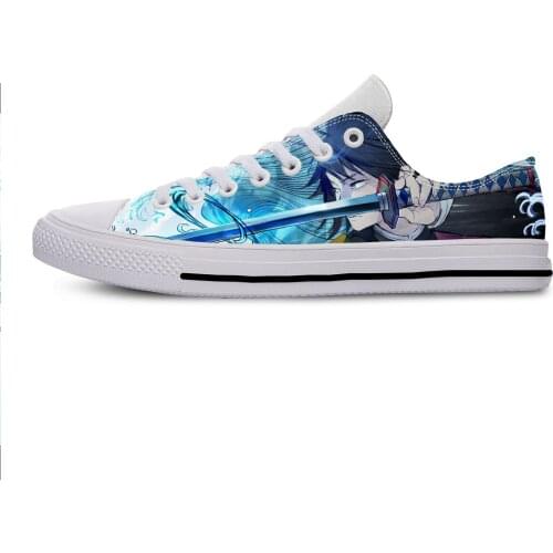 Anime Demon Slayer Kimetsu No Yaiba Tomioka Giyu Casual Cloth Shoes Low Top Breathable Lightweight 3D Print Men Women Sneakers