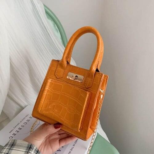 Fashion Shoulder Bags Women Luxury Handbag Design Stone Grain Hand Tote Chain Crossbody Bag Leather Women Clutches Purse