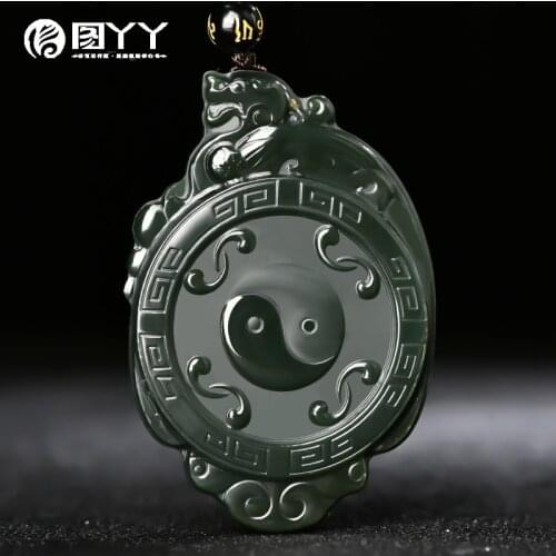 Natural A hetian jade hand carved turtle brave troops green jade pendant unique design jadeite jade necklace men jewelry