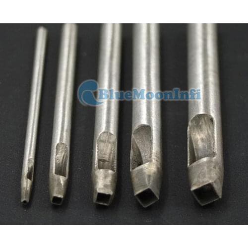 One Set /lot 5 pcs Steel Punch Cutter Tool Hollow Square Hole Leather Belt for Watch Band bag package