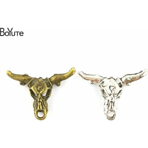BoYuTe (30 Pieces/Lot) 31*37MM Antique Bronze Silver Plated Ox Head Animal Charms Pendants for Jewelry Making Diy Handmade