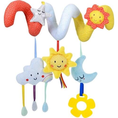 Baby Stroller Hanging Bed Pendant Kid Infant Spiral Bed Stroller Toy Star Moon Elephant Educational Plush Soothing Doll Toys 5