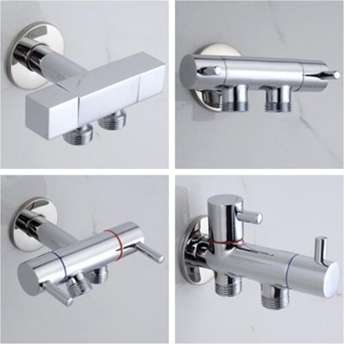LIUYUE Corner Valve Chrome Brass Bathroom Wall Mounted Double Function Switch Toilet Faucet Handheld Bidet Sprayer Angle Valve