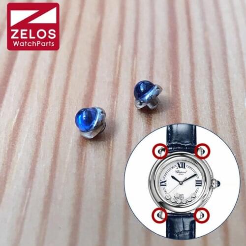 Blue zircon rivet ornaments for Chopard Happy Diamonds quartz watch case