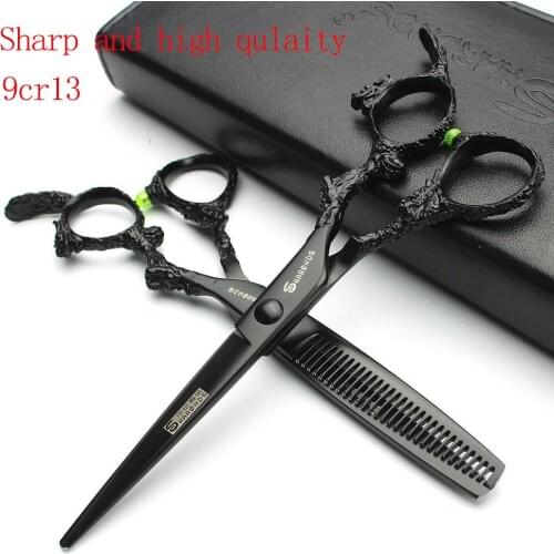 6 inch professional barber haircut scissors Japan 440c high quality barbershop salon cutting shears thining scissors makas