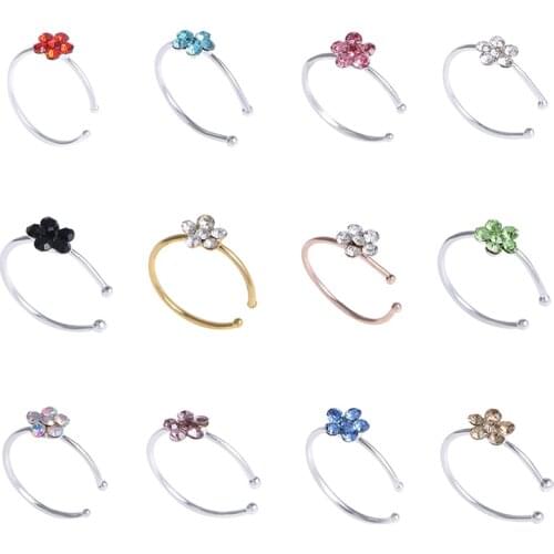 Women fashion puncture jewelry plum blossom C-type point drill nose ring nail