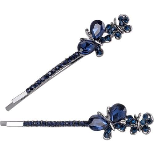 1 Pair Rhinestone Butterfly Hair Clip Girls Barrette Square Hairpins Women Metal Maple Leaf Hairclips Korean Hair Accessories