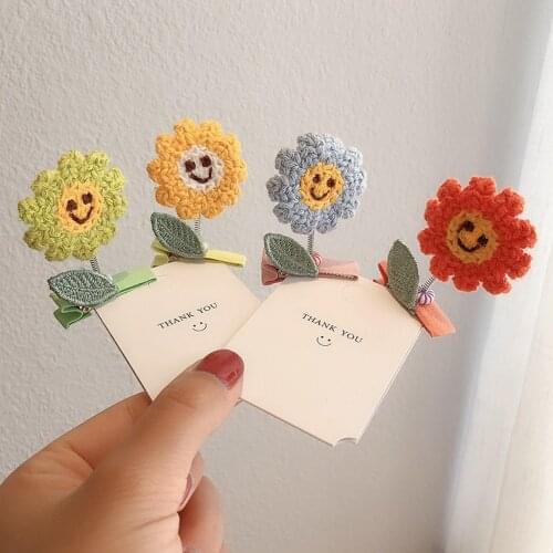 1pcs Women Girls Winter Knitting Snap Hair Clips Sweet Headwear Hair Ornament Hairpins Barrettes Wool Woven Hair Accessories