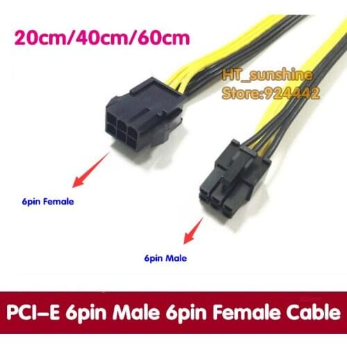 10pcs GPU PCI-E 6Pin male to 6pin Female Power extention Cable adapter 18AWG Video Card 6p 6 pin for energy meter