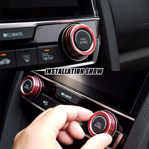 2pcs/Set Aluminum AC Switch Buttons Cover Air Condition Climate Control Ring Knob Trim for Honda Civic
