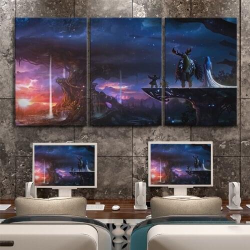 Unframed 3 Pcs World of Warcraft Game Scene Posters Wall Art Pictures Canvas Home Decor Posters Paintings Living Room Decoration