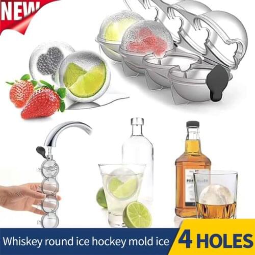 4 Cavity Maker Form For Ice Flexible Silicone Whiskey Cocktail DIY Round Ice Ball Ice Grid Party For Bar Kitchen Tool